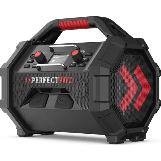 PerfectPro Rocktagon Digital Radio, Sort/Rød, IP65, 30W