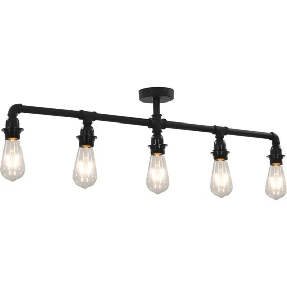 vidaXL Loftlampe 5 x E27-pærer, sort