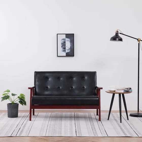 vidaXL 2-personers sofa kunstlæder sort