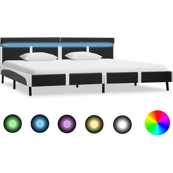 vidaXL Sengestel med LED 180x200 cm grå kunstlæder