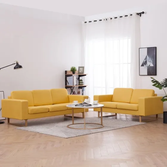 vidaXL 2-delers sofasæt i stof, gul