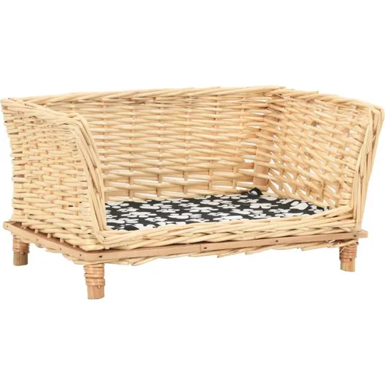 vidaXL Hundekurv med hynde 50x33x30 cm naturlig pil