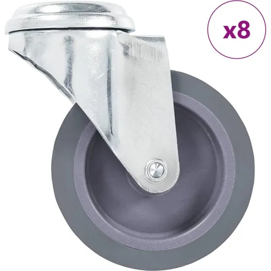 vidaXL 8 stk. drejehjul med bolthul 75 mm, TPR-gummi, zinkbelagt