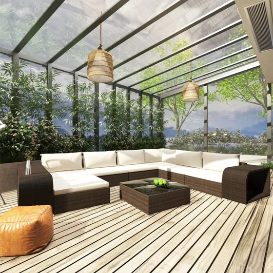 vidaXL 10-deligt loungesæt med hynder i polyrattan, brun