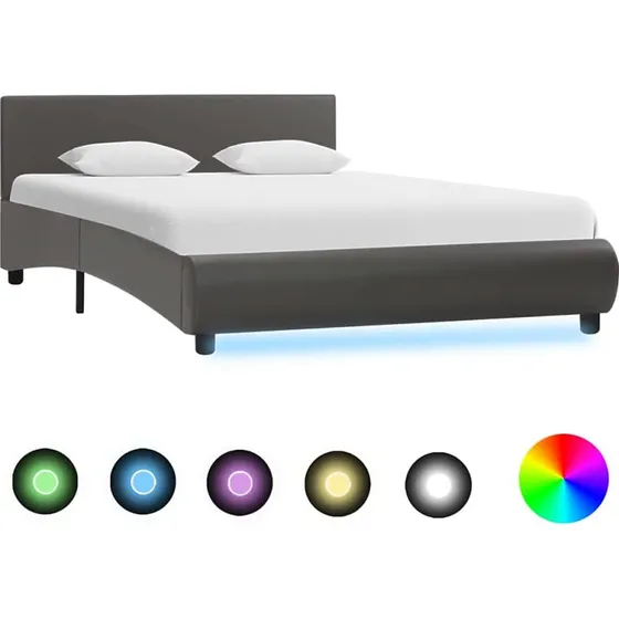 vidaXL Sengestel med LED 120x200 cm grå kunstlæder