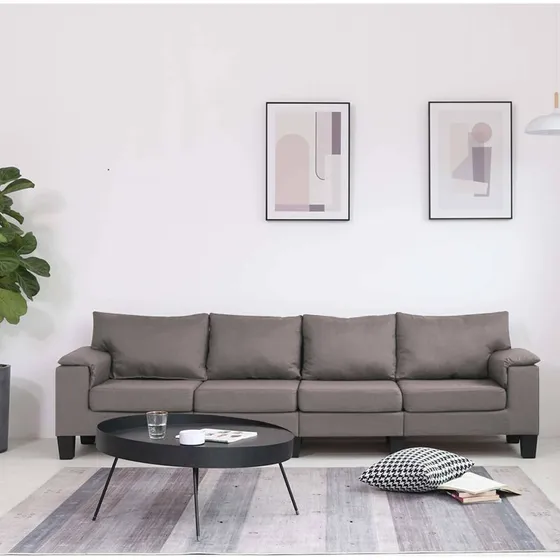 vidaXL Sofa Gråbrun 4-p Plastikfod