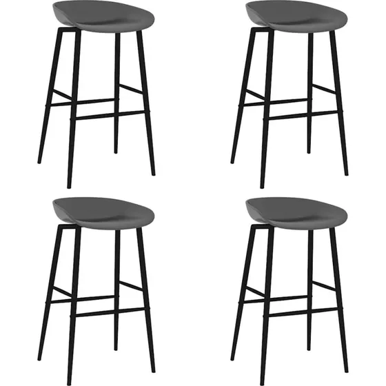 vidaXL barstole 4 stk. grå, robust PP og metal