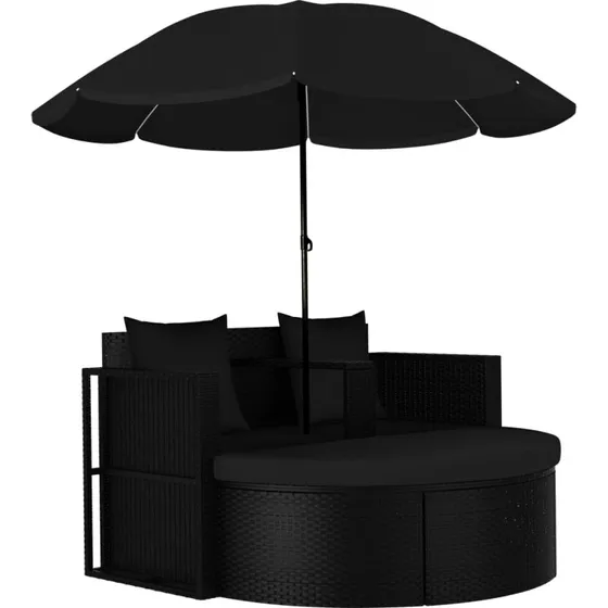 vidaXL liggestol med hynde polyrattan sort