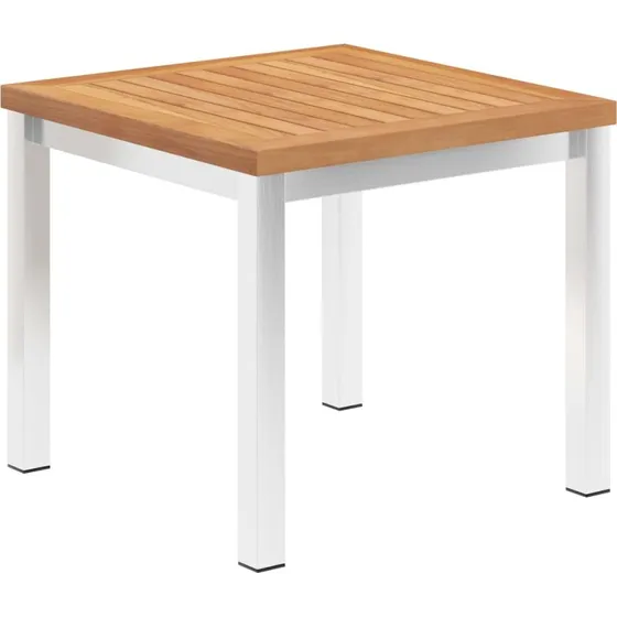 vidaXL Havebord 45x45x38 cm massivt teaktræ og rustfrit stål