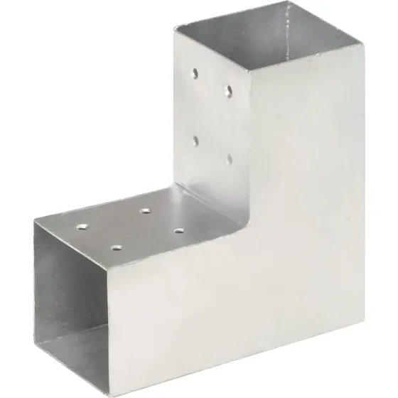 vidaXL L-form stolpebeslag 81x81 mm galvaniseret
