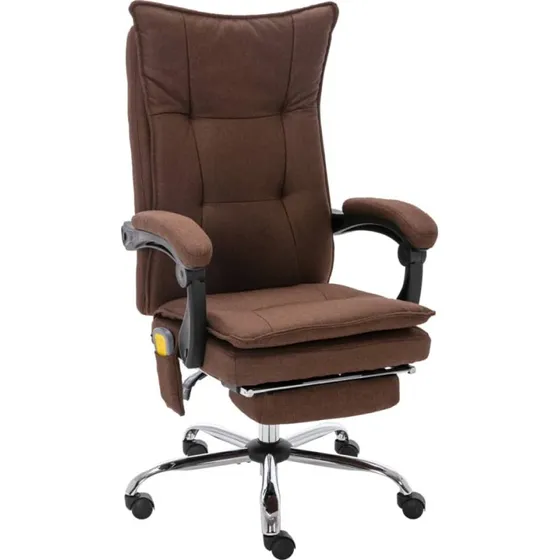 vidaXL Kontorstol med Massagefunktion, Stof, Brun