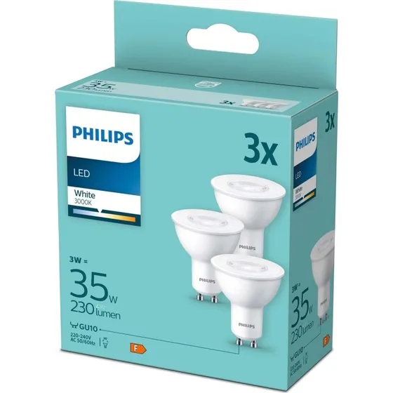 Philips 3-pack LED GU10 3W 3000K 230lm