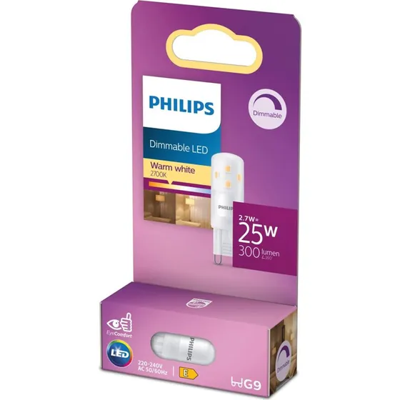 Philips LED G9 2,7W (25W) Dæmpbar Varmhvidt 300lm