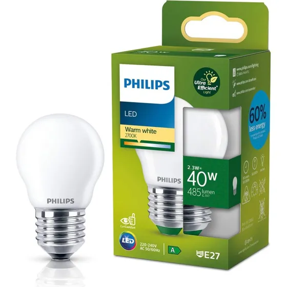 Philips LED P45 E27 2,3W 40W 2700K Frosted