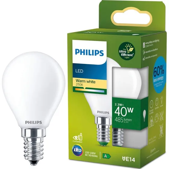Philips LED E14 P45 2,3W 485lm 2700K A
