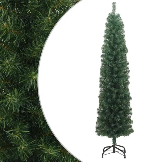 vidaXL Smalt Kunstigt Juletræ 210 cm Grøn med Stålfod
