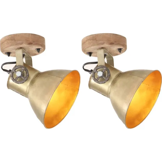vidaXL industrielle væg-/loftlamper 2 stk. 20x25 cm E27 messingfarvet