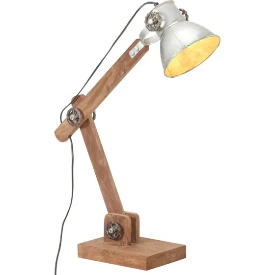 vidaXL Industriel Skrivebordslampe 58x18x90 cm E27 Rund Sølvfarvet