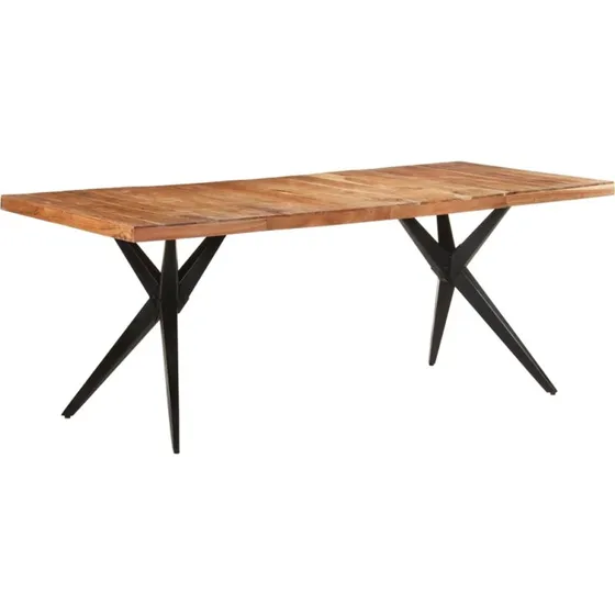 vidaXL Spisebord 200x90x76 cm massivt akacietræ, afbleget