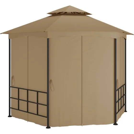 vidaXL Pavillon 3,1x2,7 m gråbrun med sidevægge