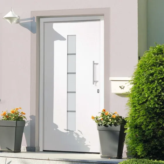 vidaXL Hoveddør 100x200 cm aluminium og PVC hvid