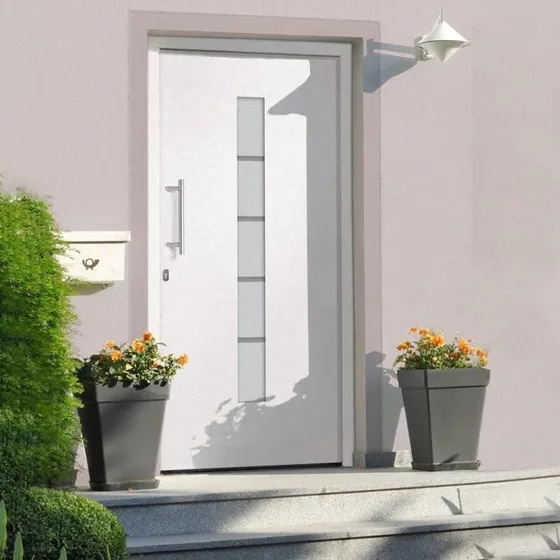 vidaXL hoveddør 110x210 cm aluminium/PVC hvid