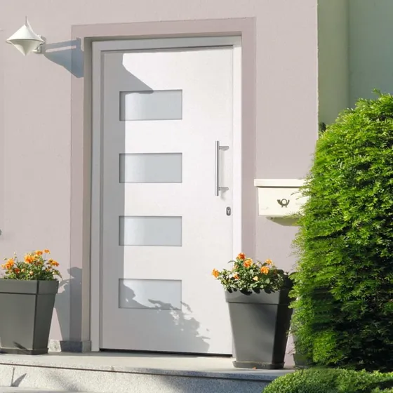 vidaXL Hoveddør 110x210 cm aluminium og PVC hvid