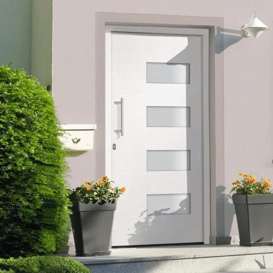 vidaXL Hoveddør 100x200 cm aluminium og PVC hvid