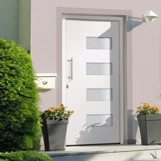 vidaXL Hoveddør 110x210 cm aluminium og PVC hvid