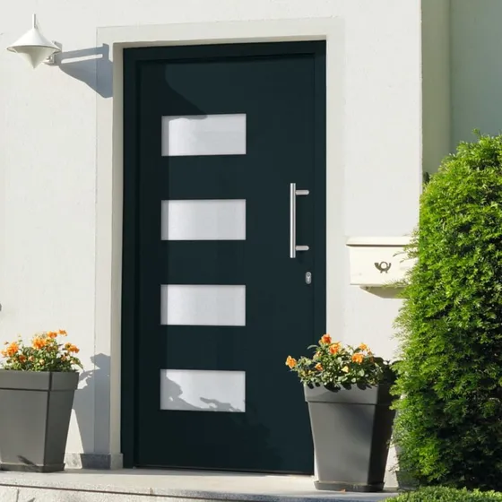 vidaXL Hoveddør 110x210 cm Aluminium & PVC Antracitgrå