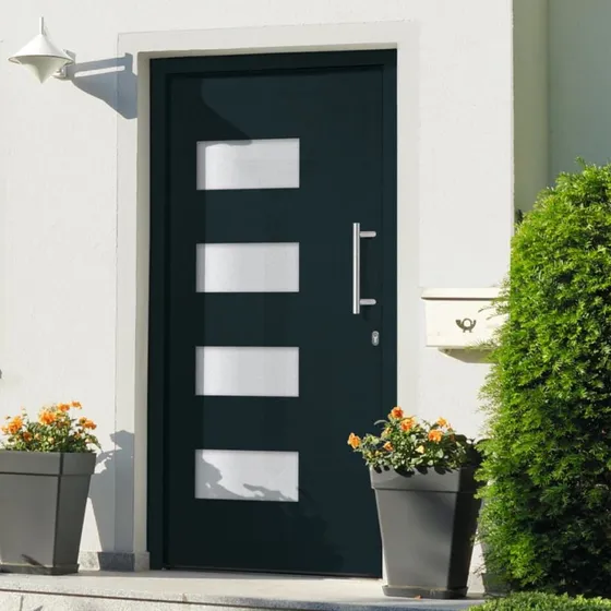 vidaXL Hoveddør 100x210 cm aluminium/PVC antracitgrå