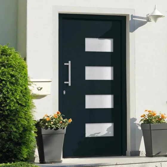 vidaXL Hoveddør 100x210 cm Aluminium & PVC Antracitgrå