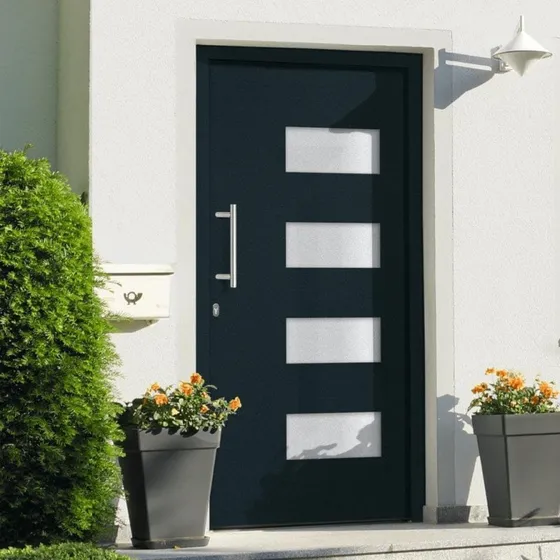 vidaXL Hoveddør 110x210 cm Aluminium & PVC Antracitgrå