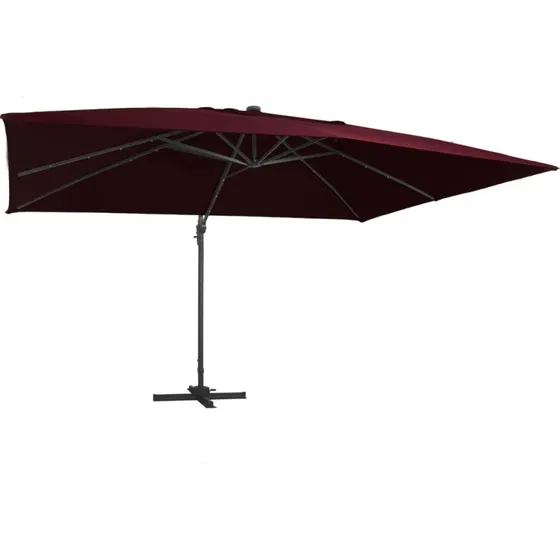 Hængeparasol M. Led-Lys 400x300 cm Bordeaux