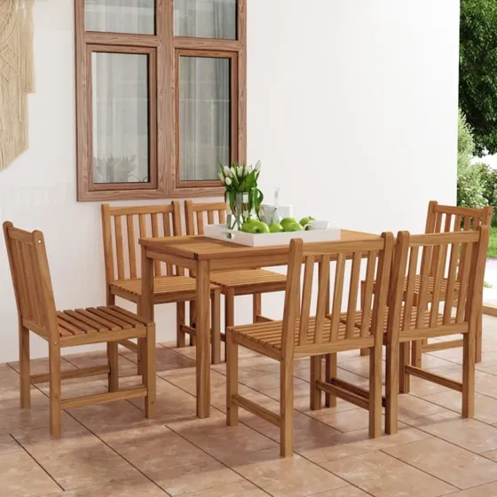 vidaXL 7-delt havespisesæt 120x70 cm massivt teaktræ