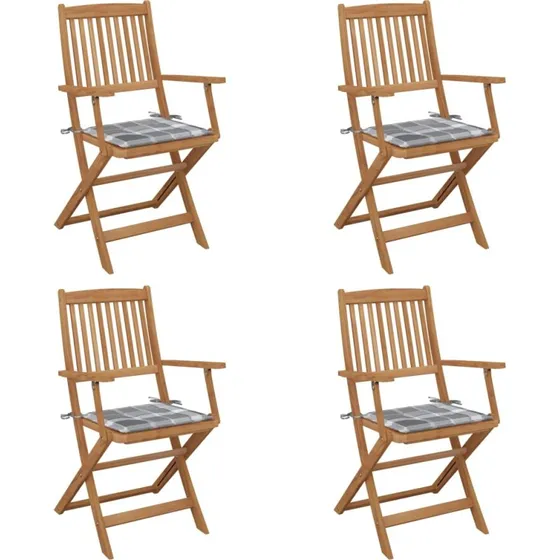 vidaXL foldbare havestole 4 stk. med hynder akacietræ
