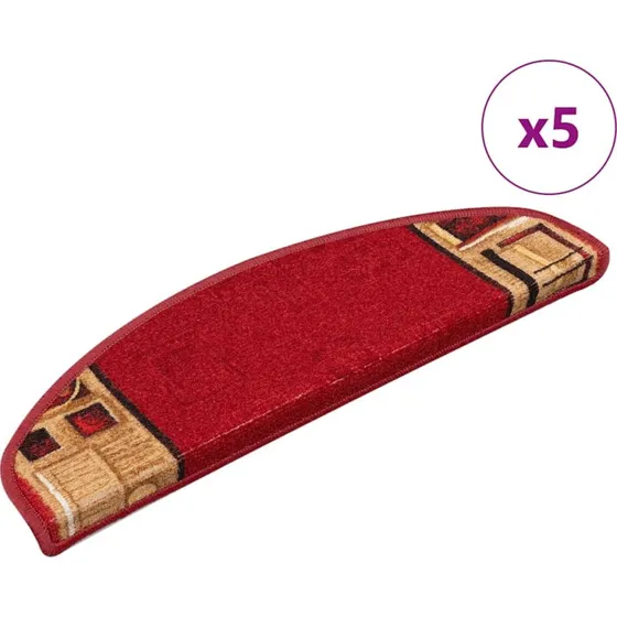 vidaXL selvklæbende trappemåtter 5 stk. 65x21x4 cm rød