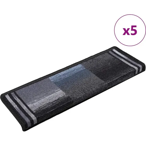 vidaXL selvklæbende trappemåtter 5 stk. 65x21x4 cm sort/grå
