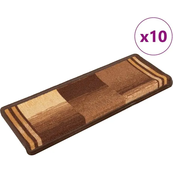 vidaXL selvklæbende trappemåtter 10 stk. 65x21x4 cm brun