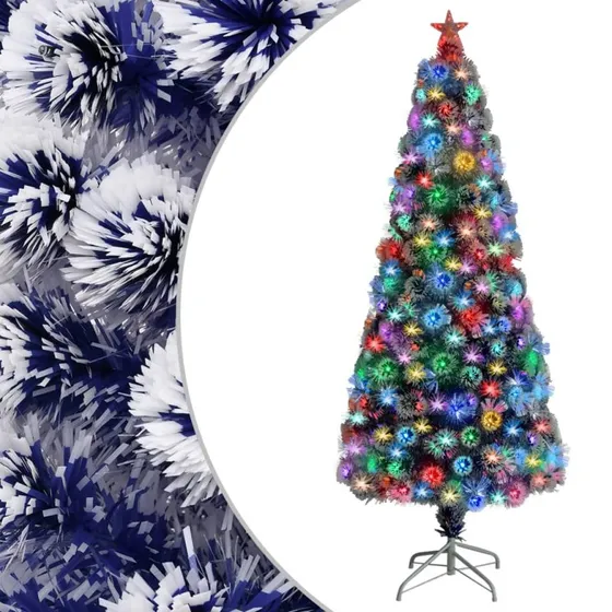 vidaXL Kunstigt Juletræ 180 cm Fiberoptisk Hvid og Blå