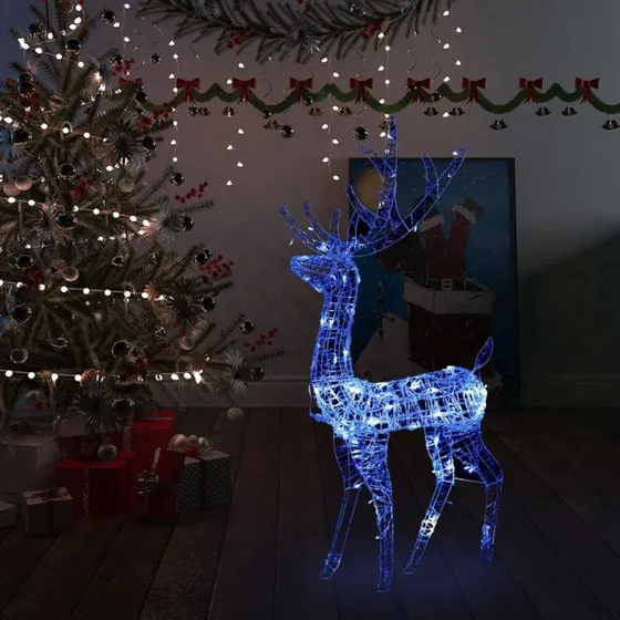 vidaXL Rensdyr juledekoration 120 cm blå akryl med 140 LED'er