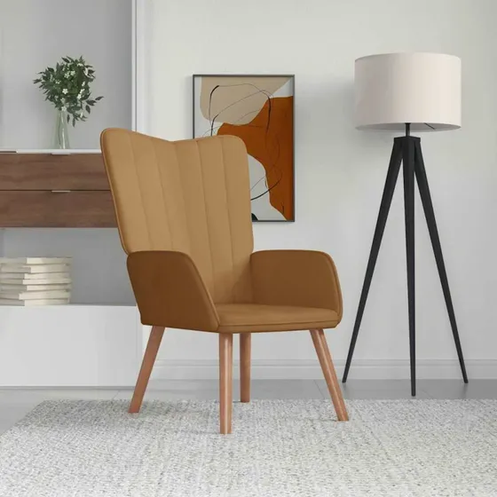 vidaXL Lænestol Fløjl Brun, 61,5 x 69 x 95,5 cm