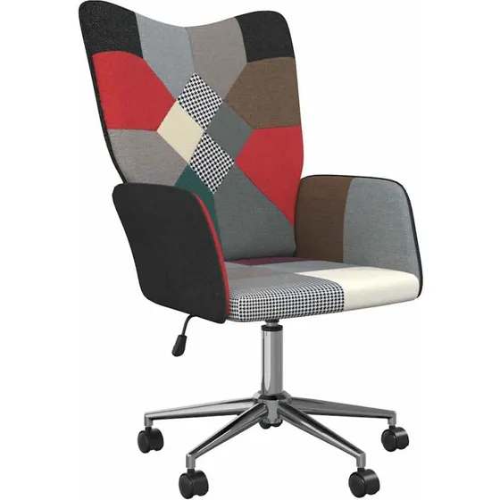 vidaXL Lænestol Stof Patchwork - Sort og Sølv