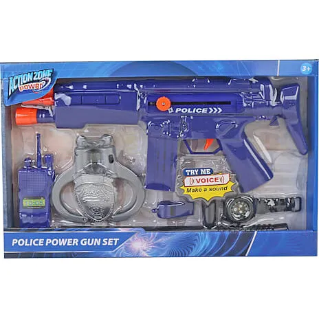 Action Zone politipistol sæt, 7 dele (fra 3 år)
