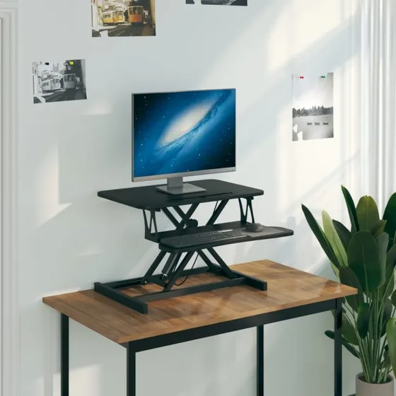 Justerbart Skrivebord Stål & Konstrueret Træ, Hvid, 90 x 40 x (13-50) cm
