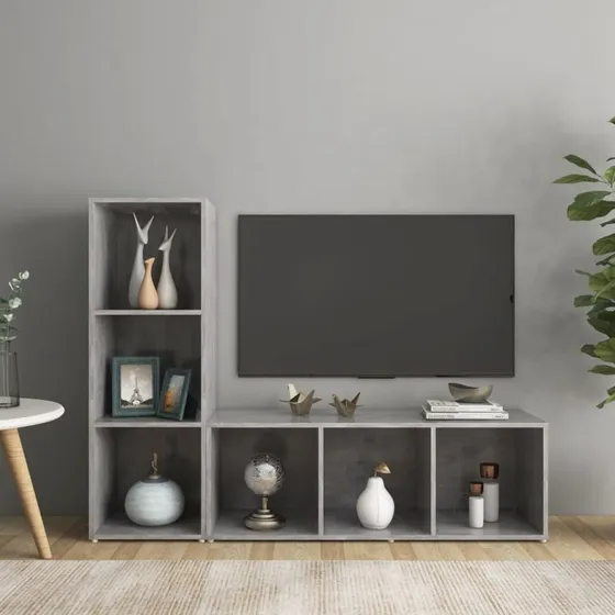 vidaXL tv-skabe 2 stk. 107x35x37 cm betongrå konstrueret træ