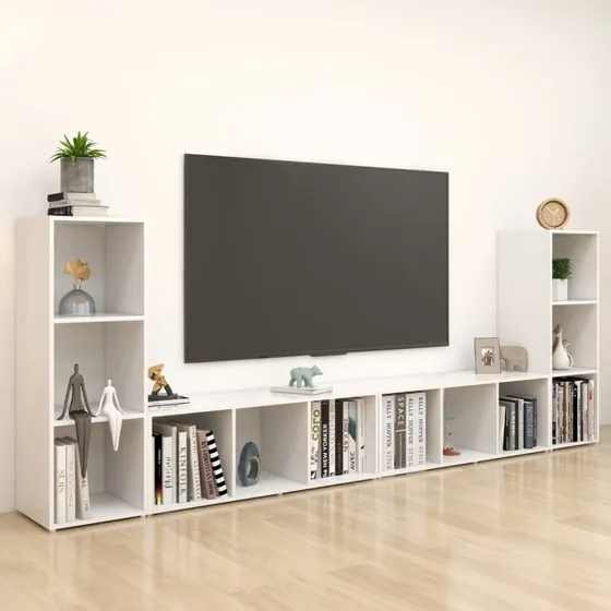 vidaXL tv-skabe 4 stk. 107x35x37 cm hvid konstrueret træ