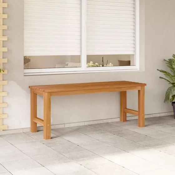 vidaXL Havebænk 114 cm massivt teaktræ
