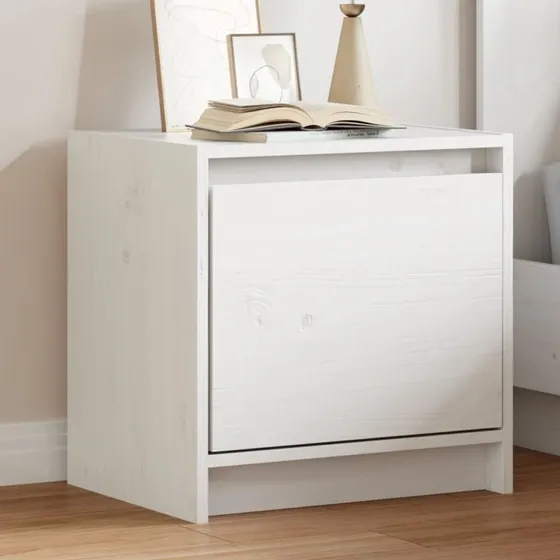 vidaXL Sengebord 40x30,5x40 cm i massivt fyrretræ, hvid