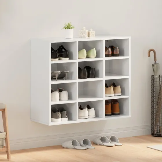 vidaXL Sko Skab Hvid 77,5 x 30 x 67 cm Konstrueret Træ
